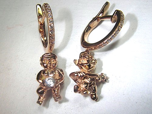 Серьги из золота висячие человечки С-113