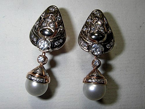 Серьги из золота с жемчугом с-119